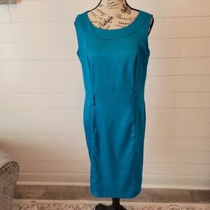 Dress Barn Teal Sleeveless Sheath Midi Dress